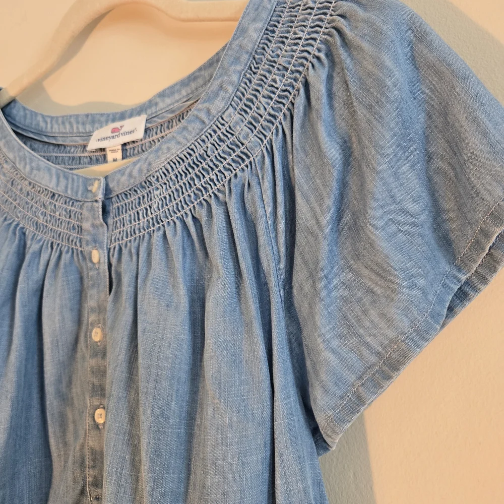 Light Blue Smocked Blouse - Picture 1 of 4